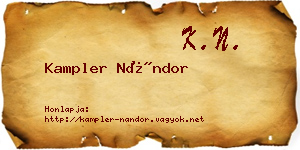 Kampler Nándor névjegykártya