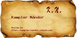 Kampler Nándor névjegykártya